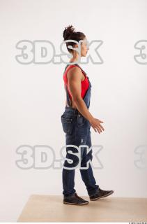 Walking pose blue jeans red singlet of Rebecca 0010